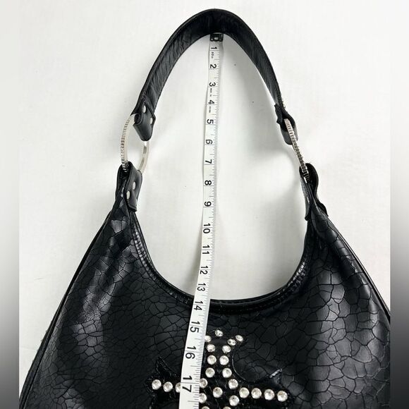 Raviani Black Leather Swarovski Crystal & Rivets Shoulder Bag - Picture 12 of 13